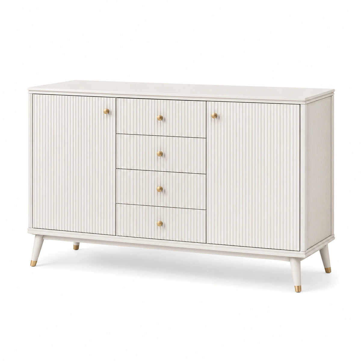 Aparador blanco 2 puertas 4 cajones madera 120x40x80 cm