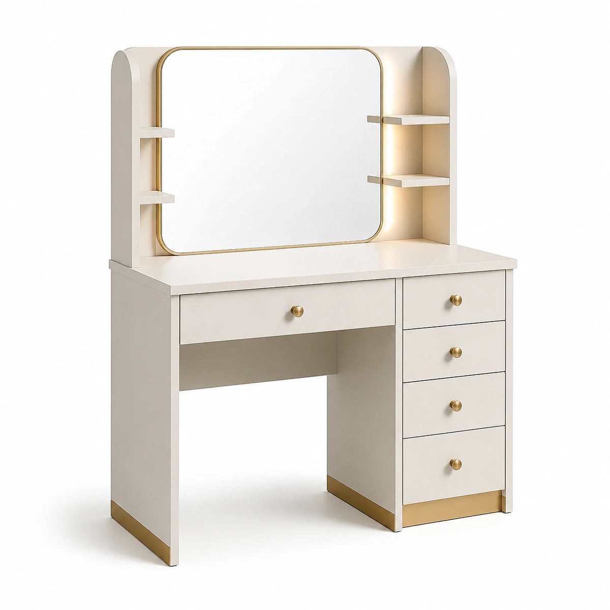 Tocador de MDF Beige con Espejo y Cajones