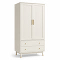 Armario de madera con dos puertas y dos cajones beige 180x80x50 cm