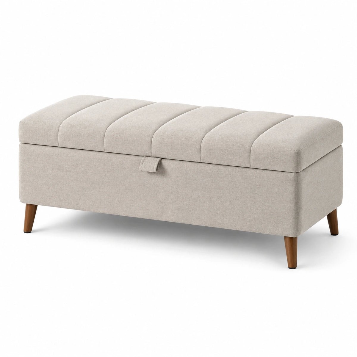 Banco de almacenamiento de lino con patas de haya 120x40x45 cm
