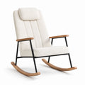 Mecedora de Tela Beige con Estructura de Acero y Madera de Haya