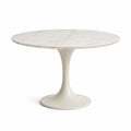 Mesa redonda de mármol y metal, blanco, diámetro 120 cm