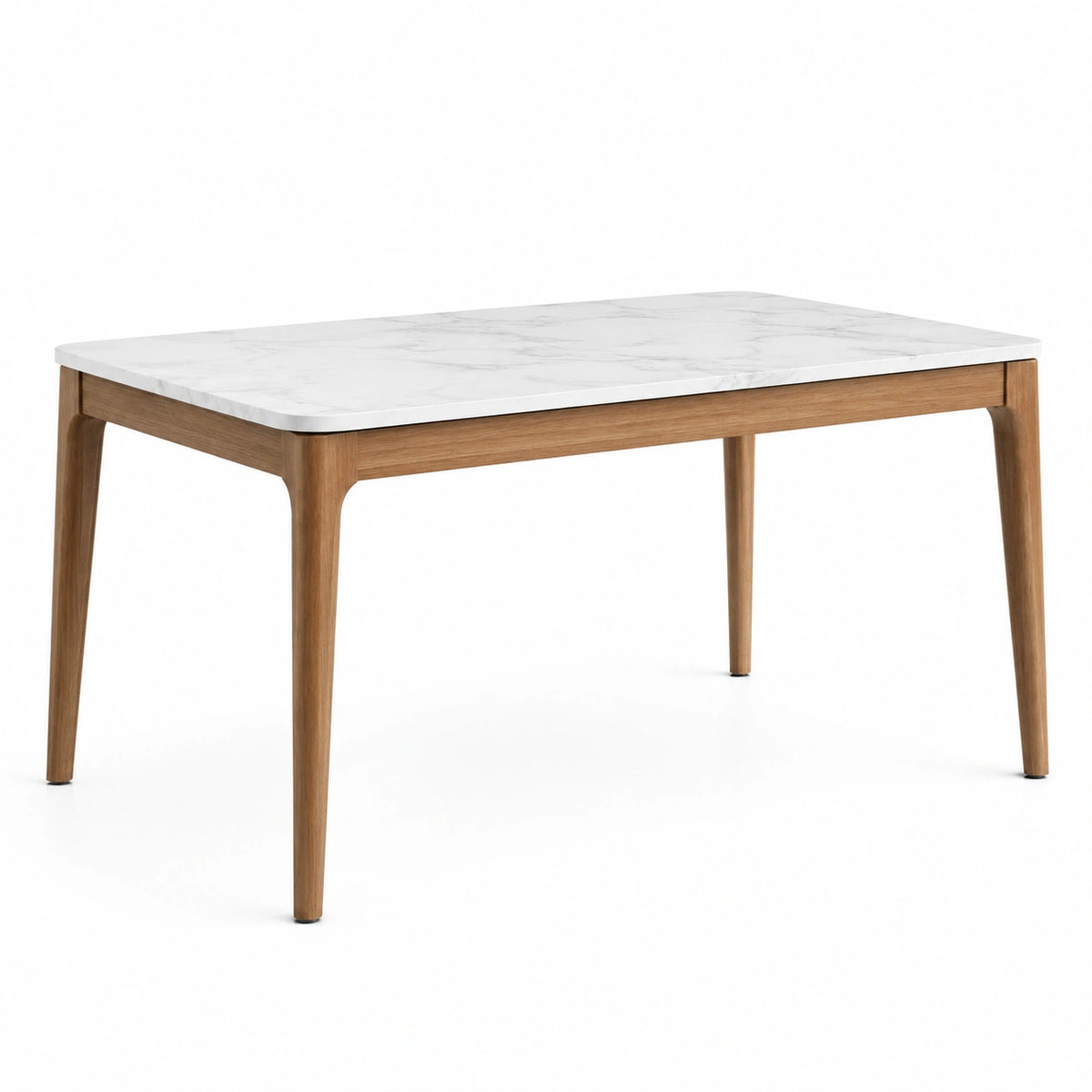 Mesa de comedor rectangular de mármol y madera de roble 150x90x75 cm
