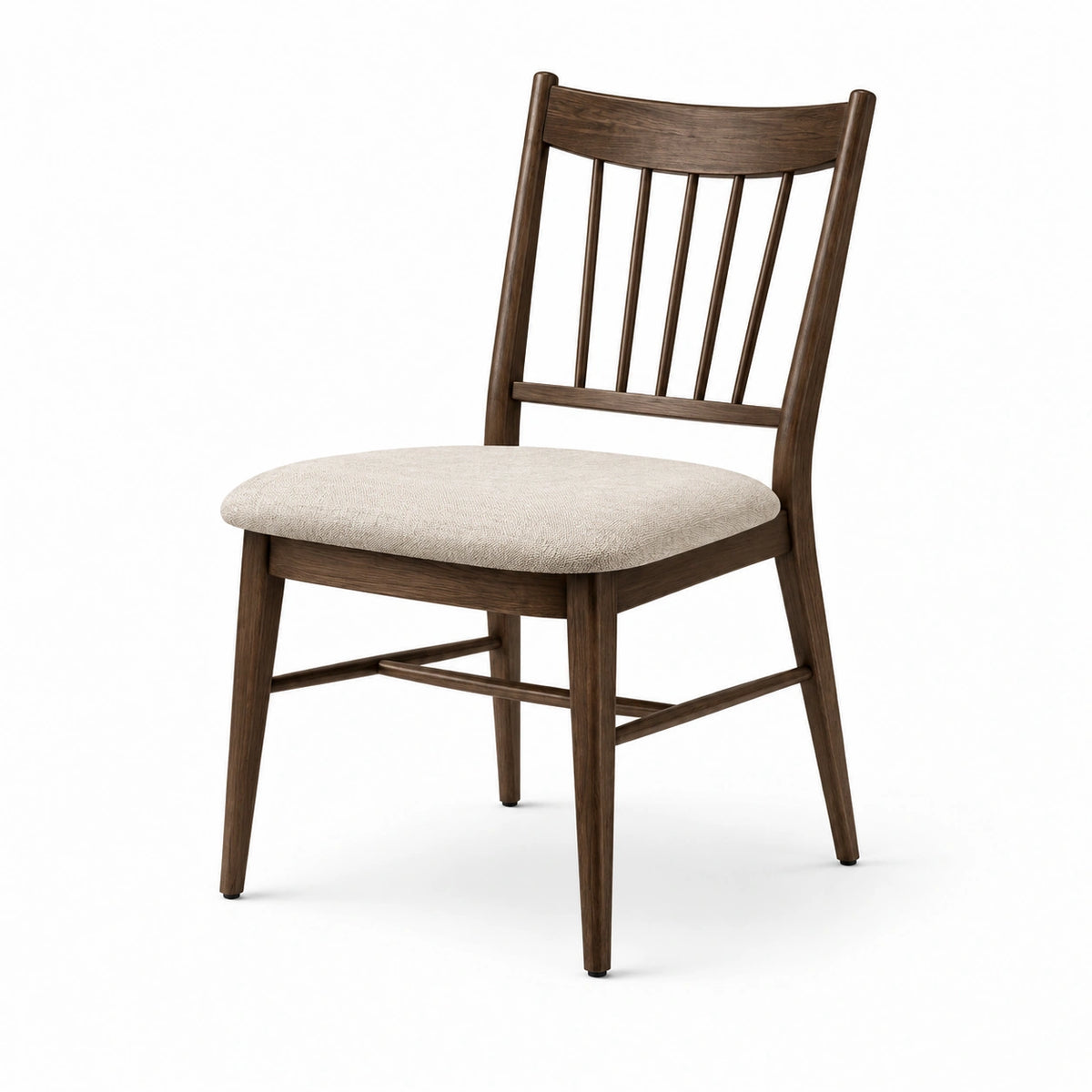 Silla de madera con asiento de tela poliéster beige