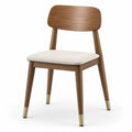 Silla de madera de nogal con asiento de poliéster beige