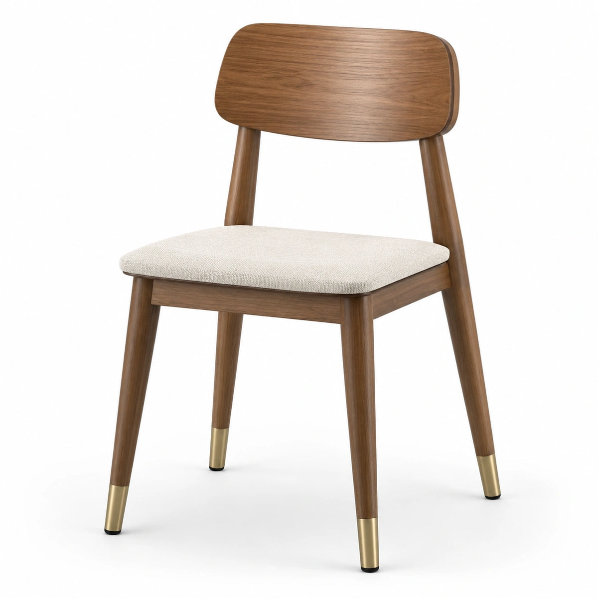 Silla de madera de nogal con asiento de poliéster beige